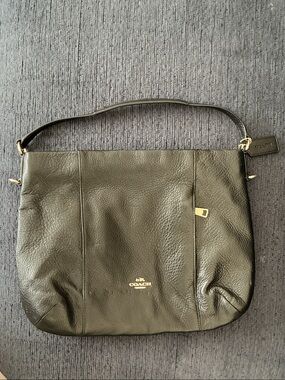 Coach Black Pebbled Leather Shoulder Bag with Gold Hardware